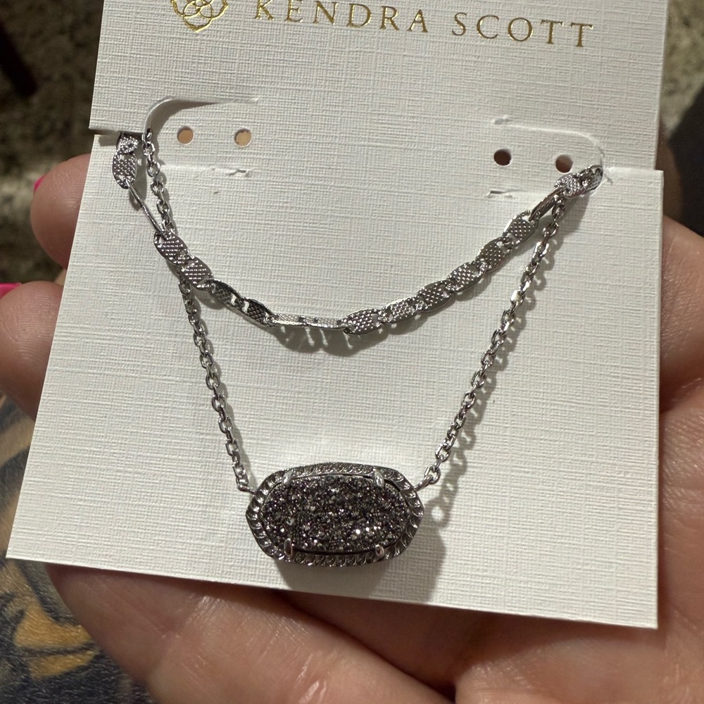 Kendra Scott Silver Statement Necklace with Sparkling Stones